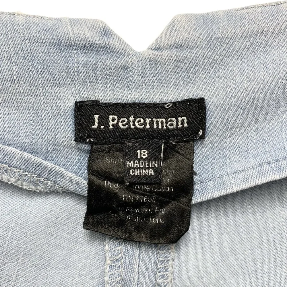 J‎ Peterman Lightweight Denim Wide Leg Jeans Pants Size 18 Light Wash Trousers